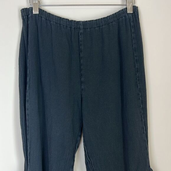Oh My Gauze Guchi Pants Crop Womens sz 2 L/XL Black Pocket Boho Beach Coastal - Picture 2 of 10